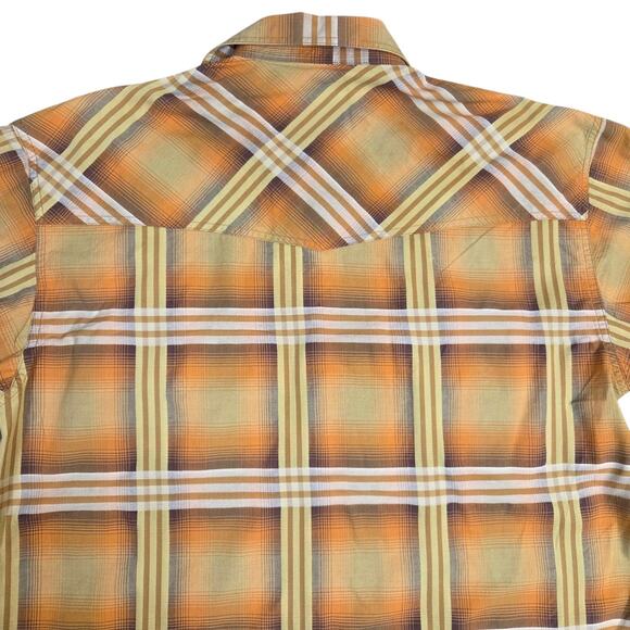 Resistol Vtg‎ Womens Yellow Plaid Pearl Snap Shirt Longsleeve Rodeo Bar Medium - Picture 6 of 14